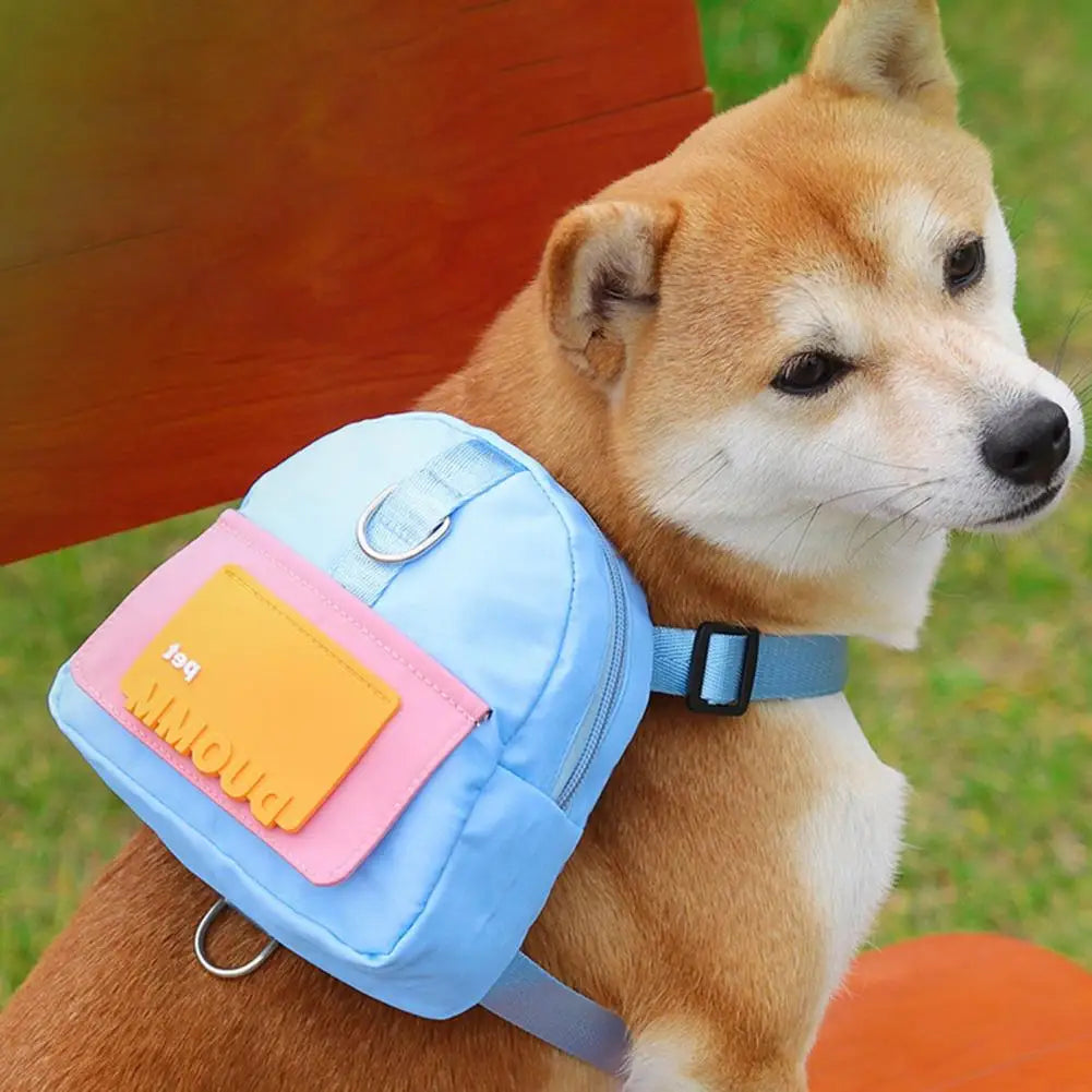 Pet Snack Bag Wear Resistant Dogs Backpack with Traction Rope Pets Carrier Bag Pet Traction Bag Pet Accessories