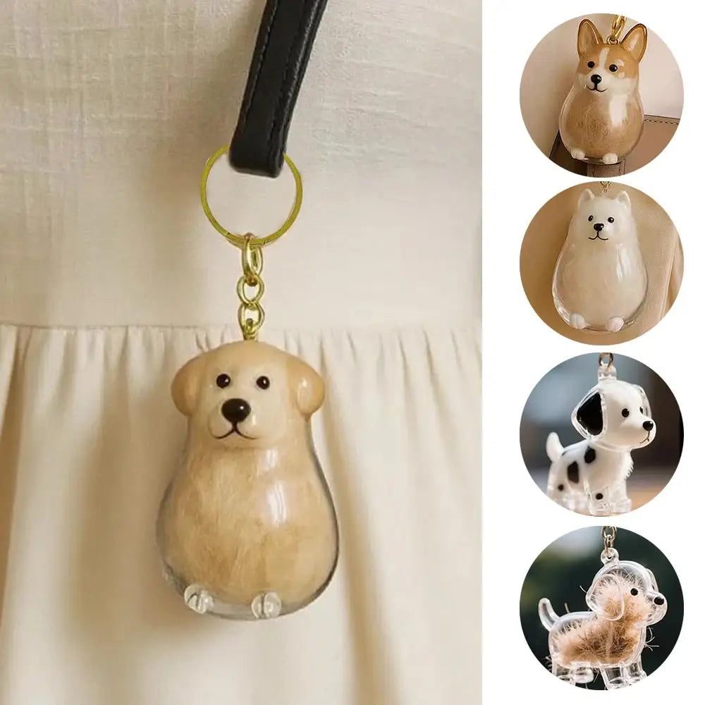 Pet Fur Storage Container Doggy Bag Hanging Keyring Dog's Hair Memory Capsule For DIY Crafts Gift For Pet Lovers Home Display