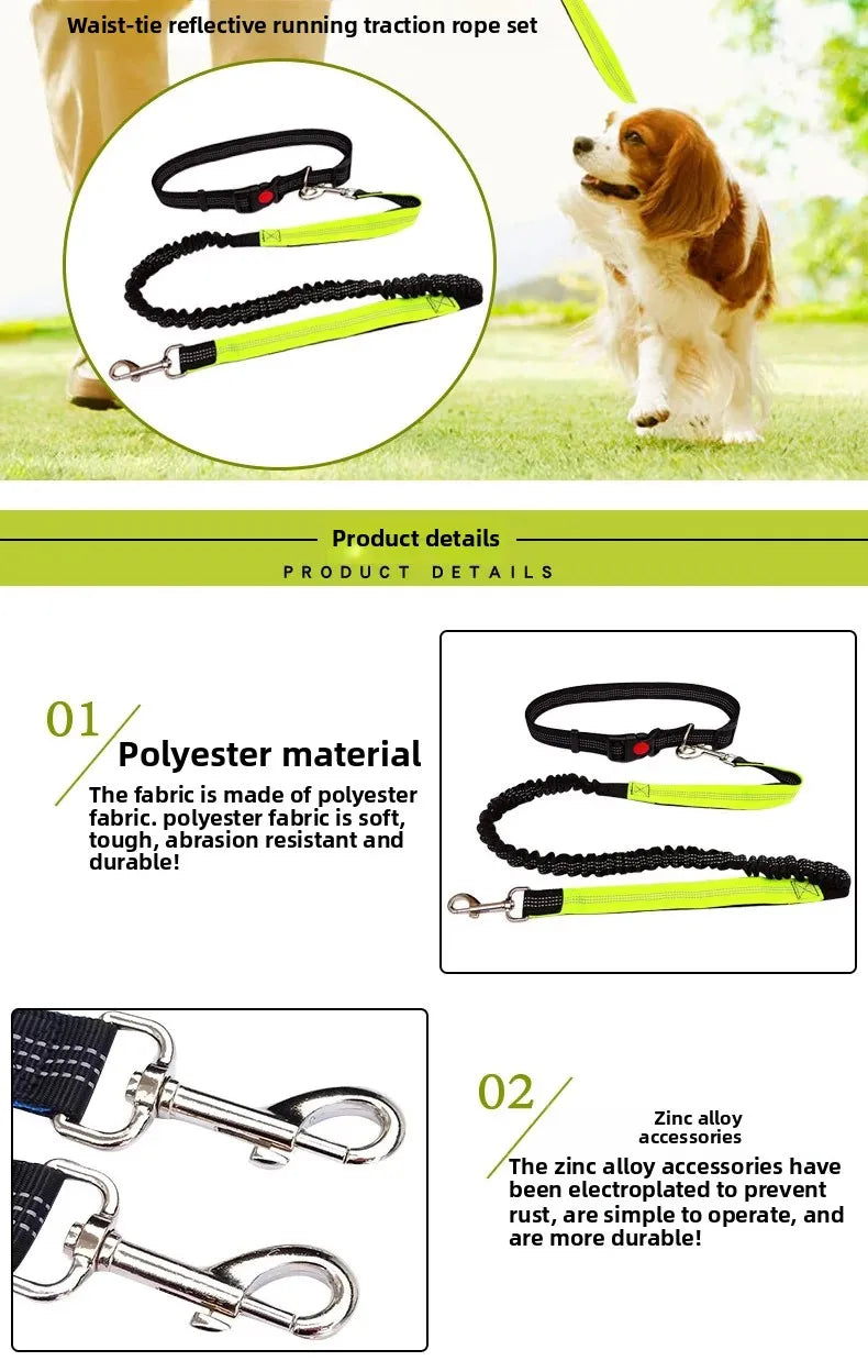 Hand Free Dog Leash for Pet Walking Running Jogging Adjustable Dog leash Waist Belt Chest Strap Traction Rope Dog Accessories