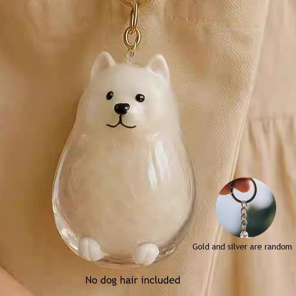 Pet Fur Storage Container Doggy Bag Hanging Keyring Dog's Hair Memory Capsule For DIY Crafts Gift For Pet Lovers Home Display