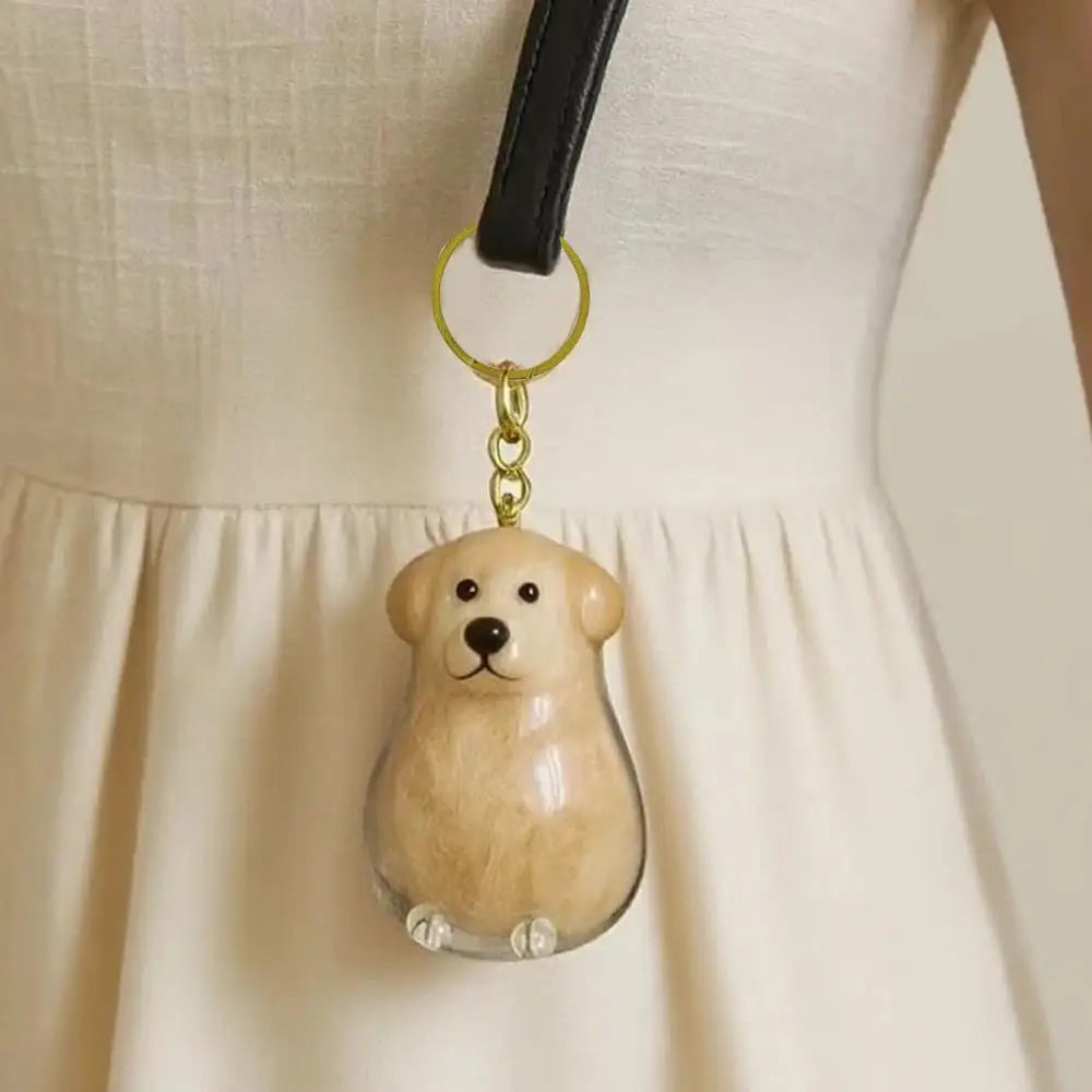 Pet Fur Storage Container Doggy Bag Hanging Keyring Dog's Hair Memory Capsule For DIY Crafts Gift For Pet Lovers Home Display