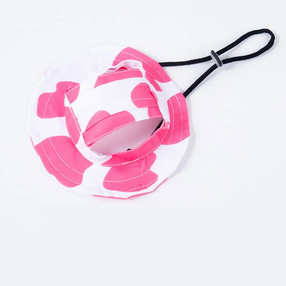 Dog Hat Fashion Adjustable Pet Bucket Hats with Ear Holes Summer Outdoor Round Brim Sun Hat for Samll Dogs Cats Pet Supplies