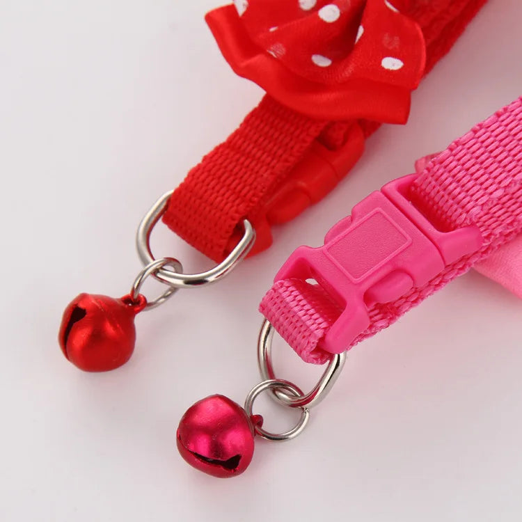 Pet Collar Adjustable Durable Cat Collars Cute Bow Kitten Necklace Soft Bell Puppy Lead Pet Product Dog Supplies Cat Accessories