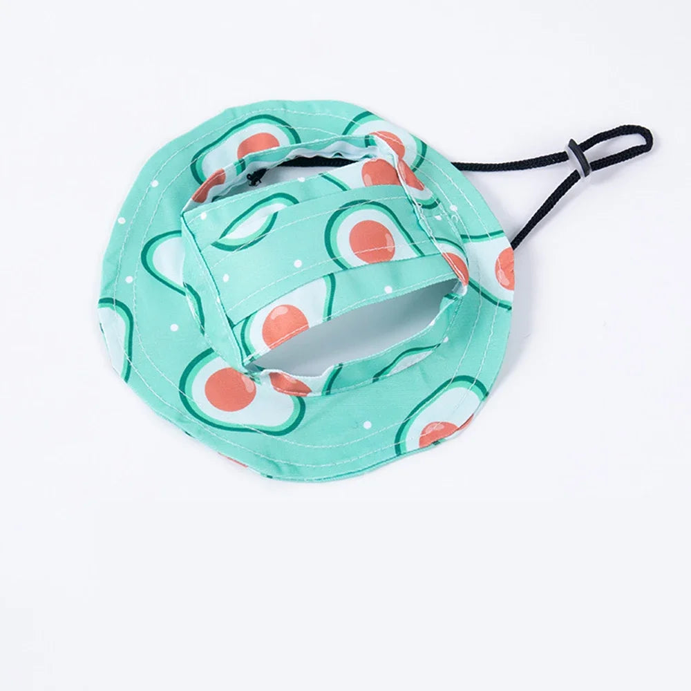 Dog Hat Fashion Adjustable Pet Bucket Hats with Ear Holes Summer Outdoor Round Brim Sun Hat for Samll Dogs Cats Pet Supplies