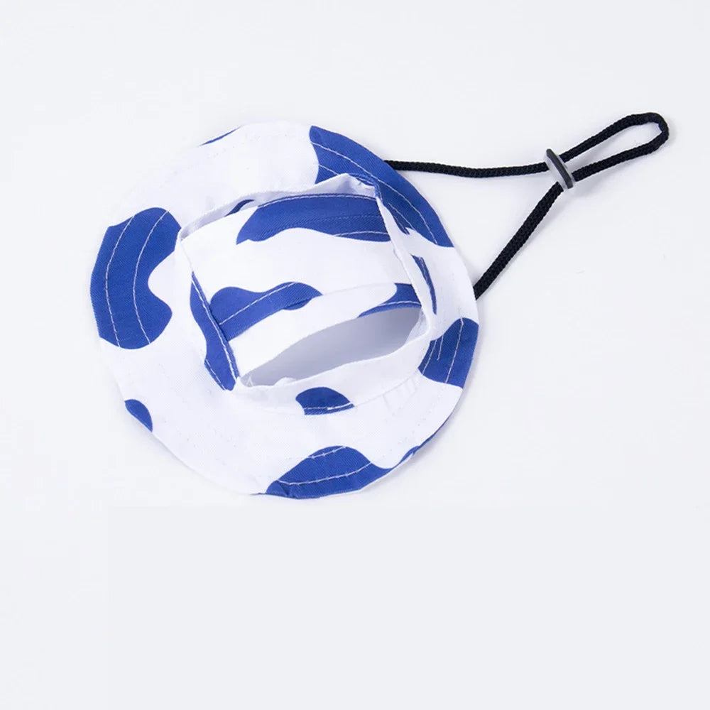 Dog Hat Fashion Adjustable Pet Bucket Hats with Ear Holes Summer Outdoor Round Brim Sun Hat for Samll Dogs Cats Pet Supplies