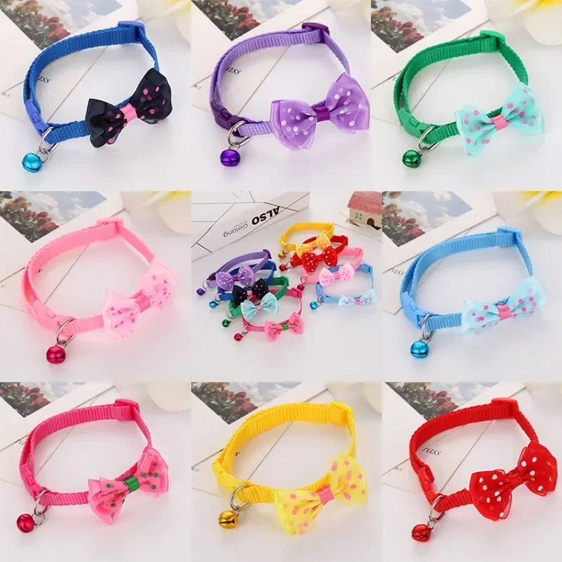 Pet Collar Adjustable Durable Cat Collars Cute Bow Kitten Necklace Soft Bell Puppy Lead Pet Product Dog Supplies Cat Accessories