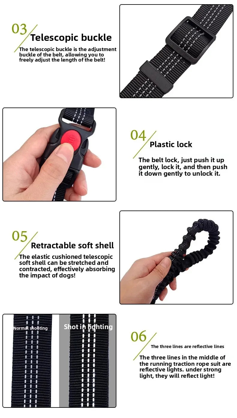 Hand Free Dog Leash for Pet Walking Running Jogging Adjustable Dog leash Waist Belt Chest Strap Traction Rope Dog Accessories